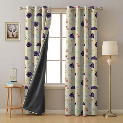 Buggy Bliss Kids Sunny Yellow Heavy Satin Room Darkening Curtains Set Of 2 - (DS511B)