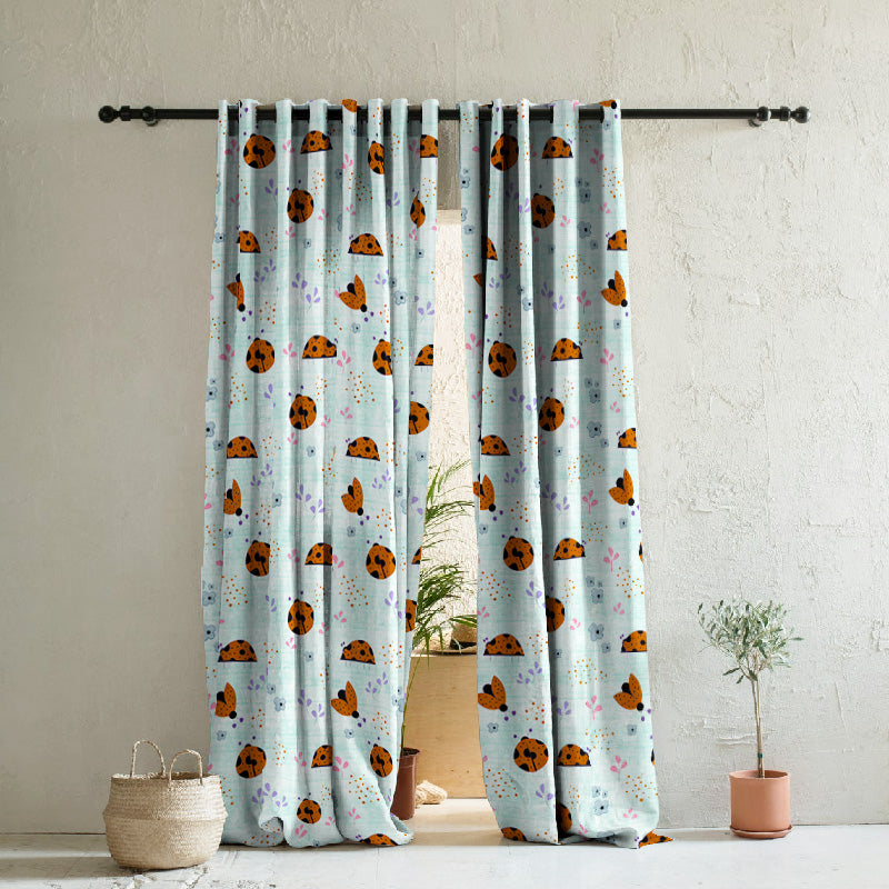 Buggy Bliss Kids Mint Green Heavy Satin Room Darkening Curtains Set Of 2 - (DS511C)