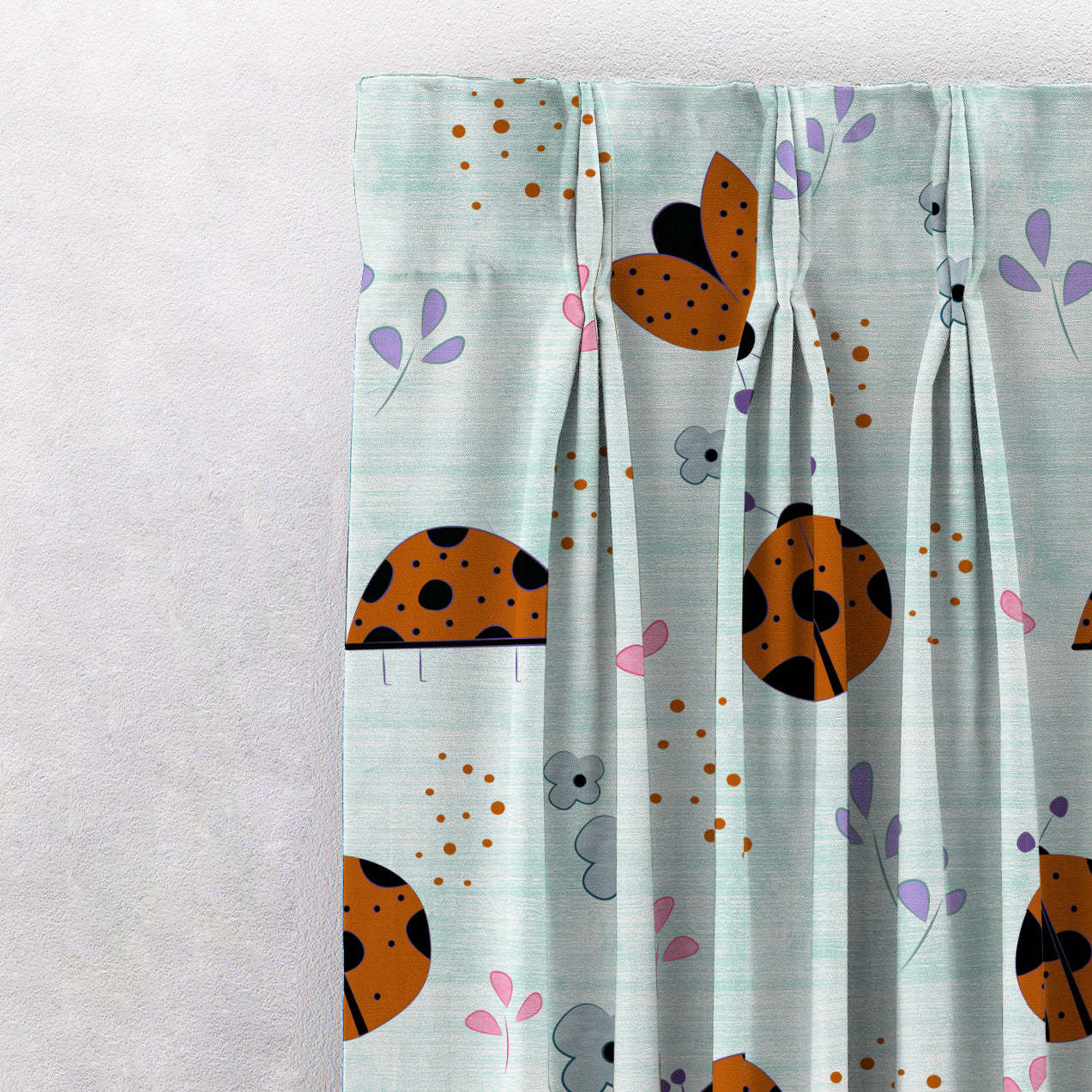 Buggy Bliss Kids Mint Green Heavy Satin Blackout curtains Set Of 2 - (DS511C)