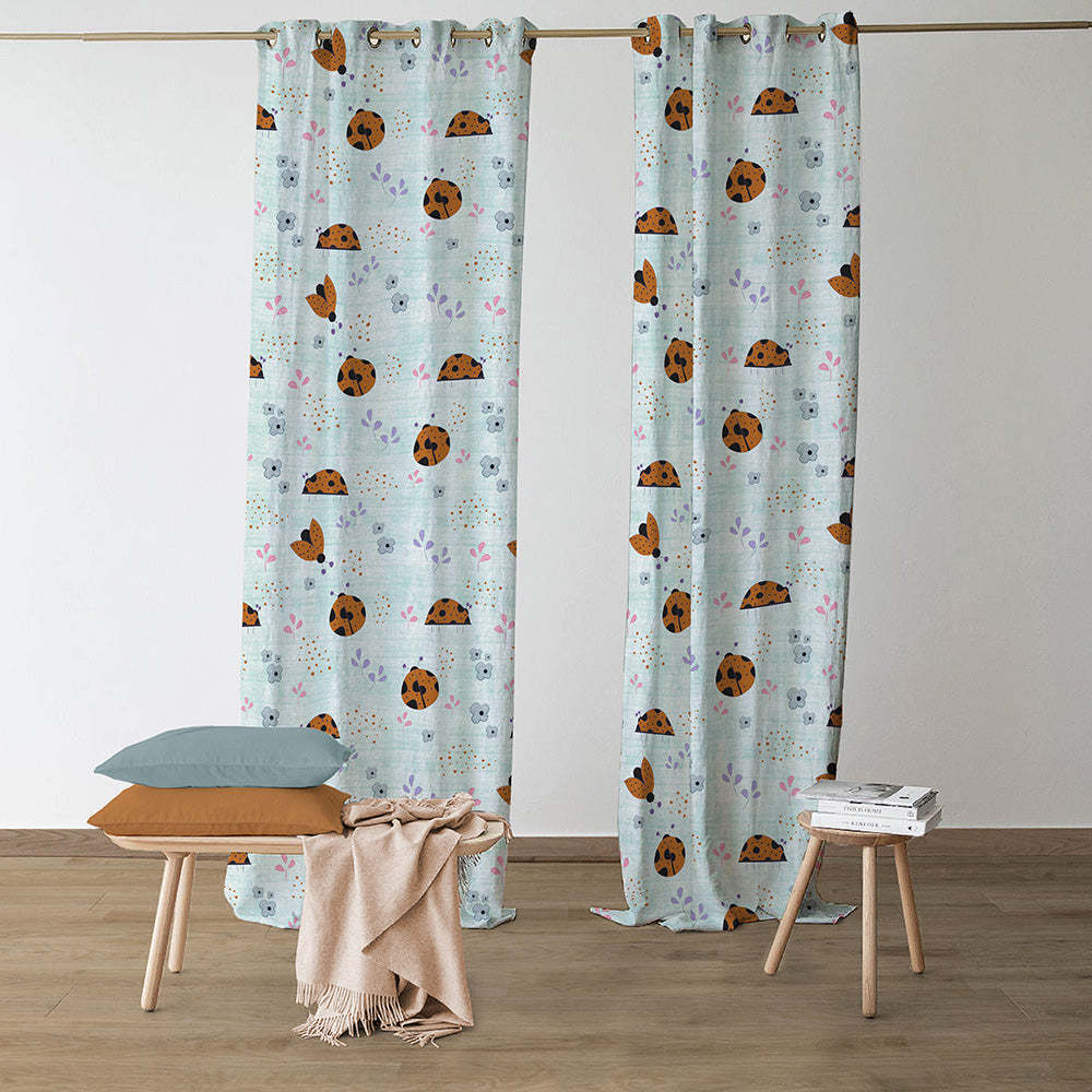 Buggy Bliss Kids Mint Green Heavy Satin Room Darkening Curtains Set Of 2 - (DS511C)