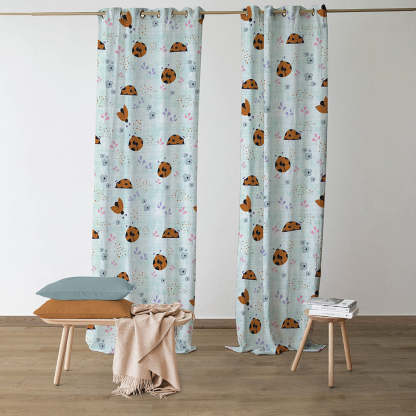 Buggy Bliss Kids Mint Green Heavy Satin Room Darkening Curtains Set Of 2 - (DS511C)