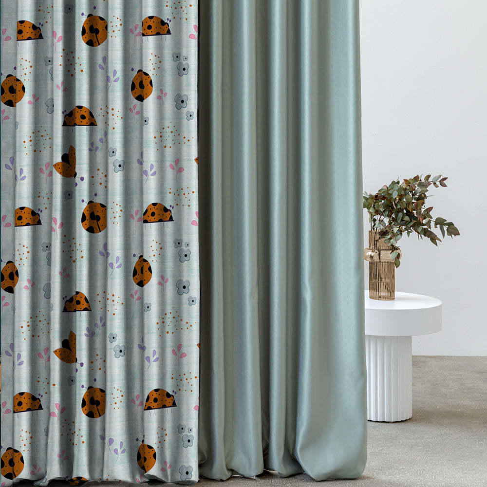 Buggy Bliss Kids Mint Green Heavy Satin Blackout curtains Set Of 2 - (DS511C)