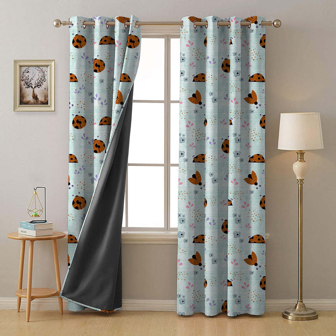 Buggy Bliss Kids Mint Green Heavy Satin Blackout curtains Set Of 2 - (DS511C)