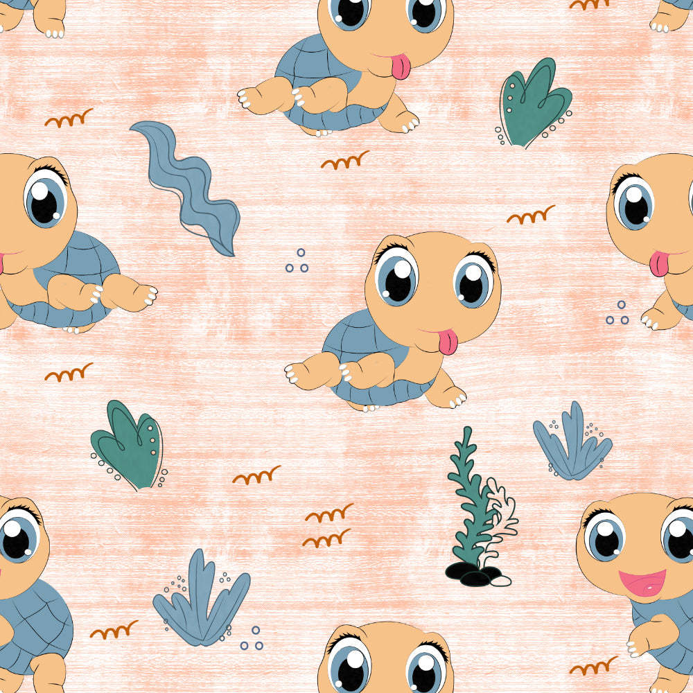 Turtle Tales Kids Orange Heavy Satin Blackout curtains Set Of 2 - (DS513F)