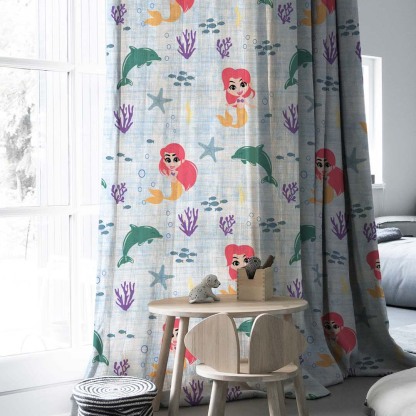 Elegant Kids Print Room Darkening  Curtain - Set of 2 - DS514A