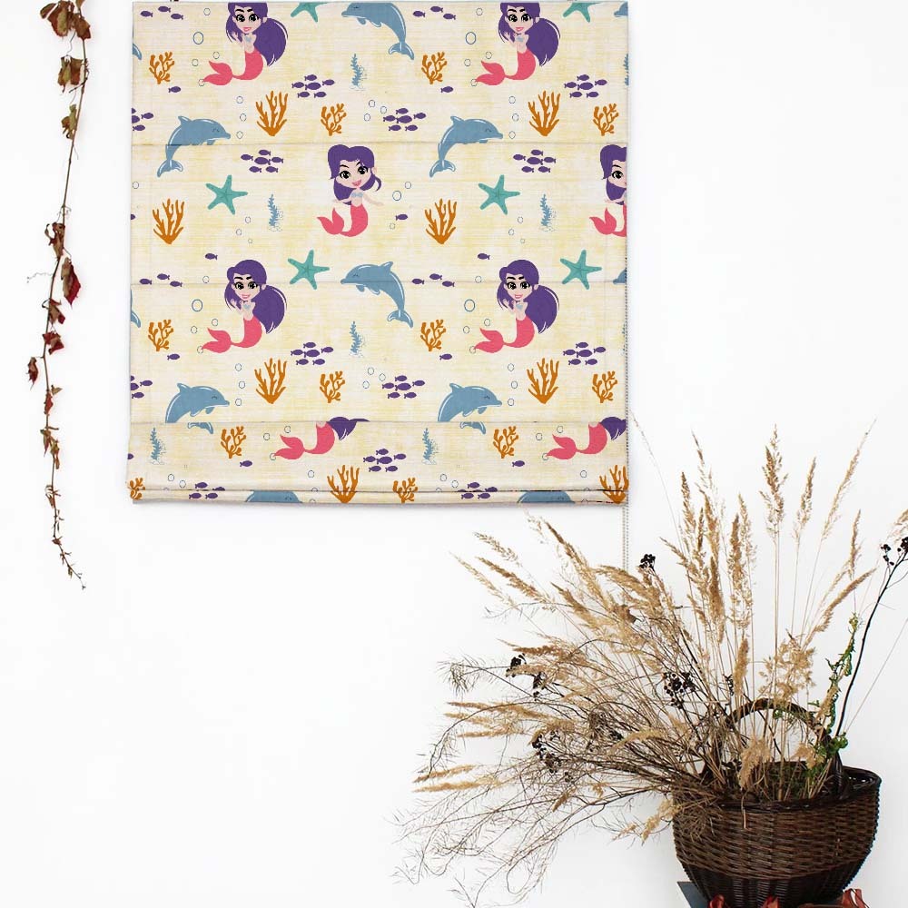 Magical Marine Kids Sunny Yellow Satin Roman Blind (DS514B)