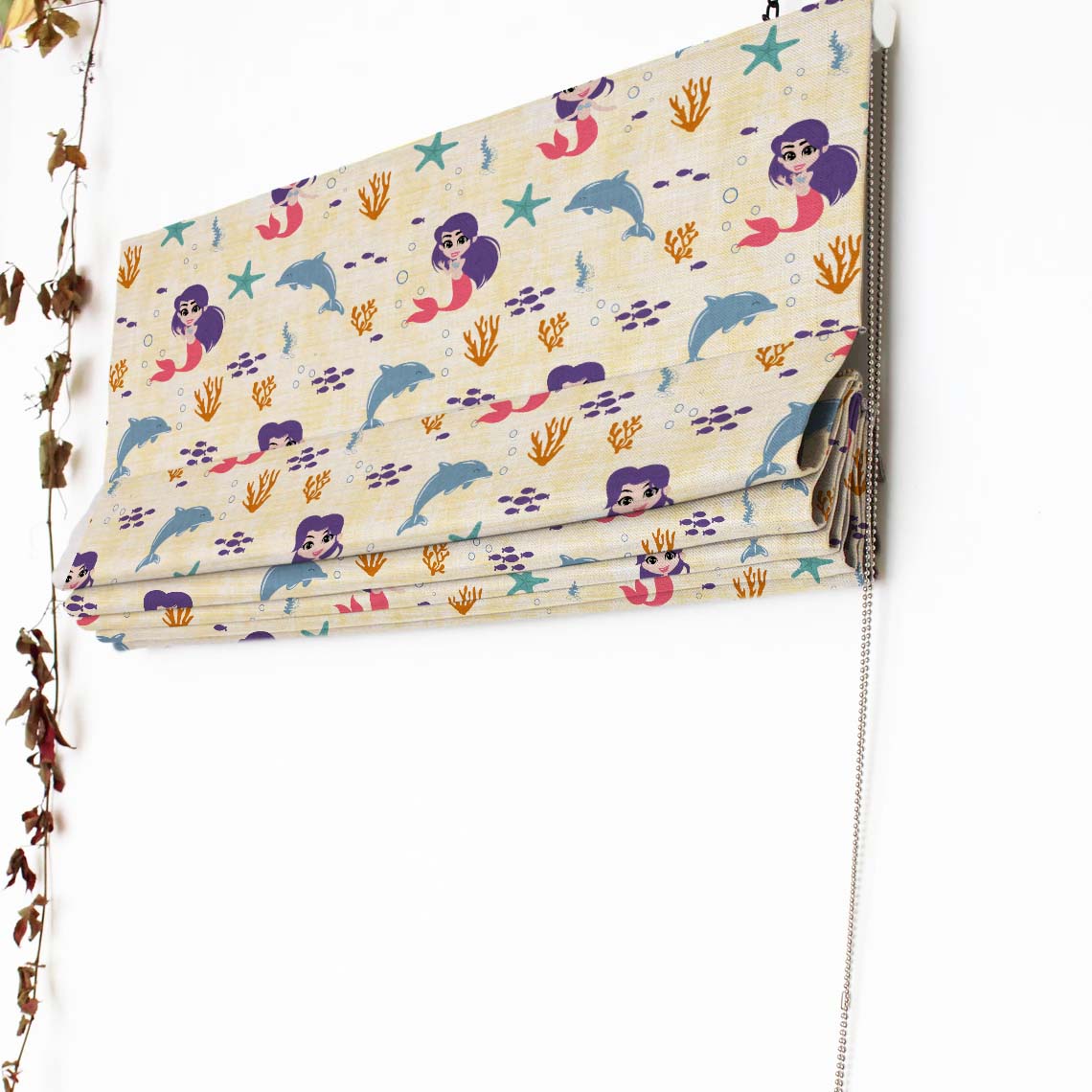 Magical Marine Kids Sunny Yellow Satin Roman Blind (DS514B)