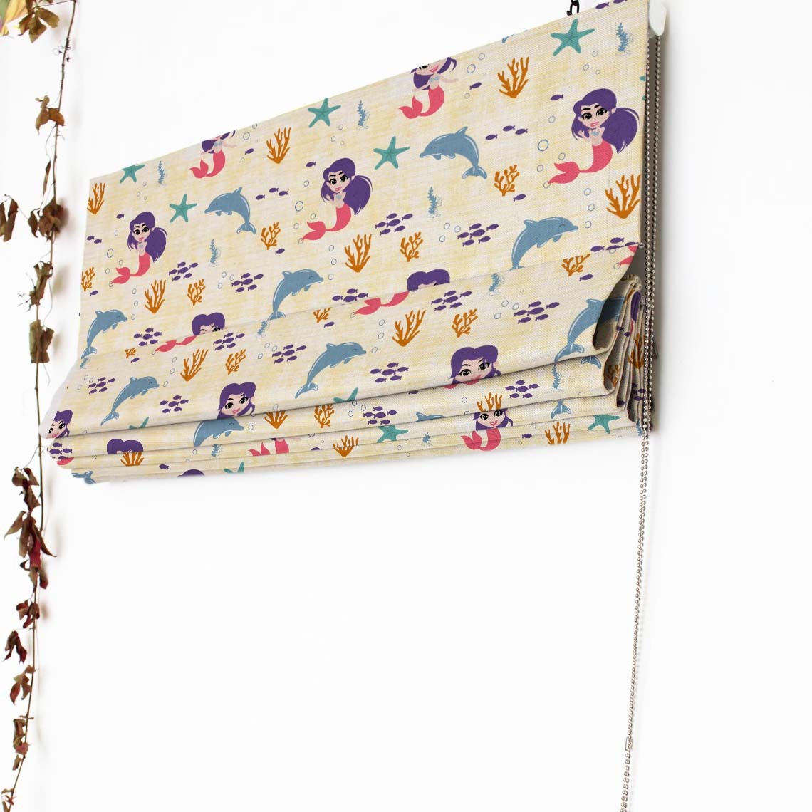Magical Marine Kids Sunny Yellow Satin Roman Blind (DS514B)