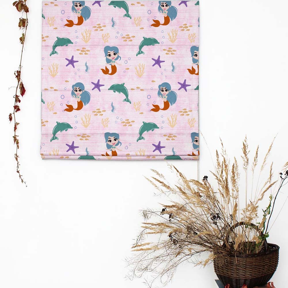 Magical Marine Kids Pastel Pink Satin Roman Blind (DS514D)