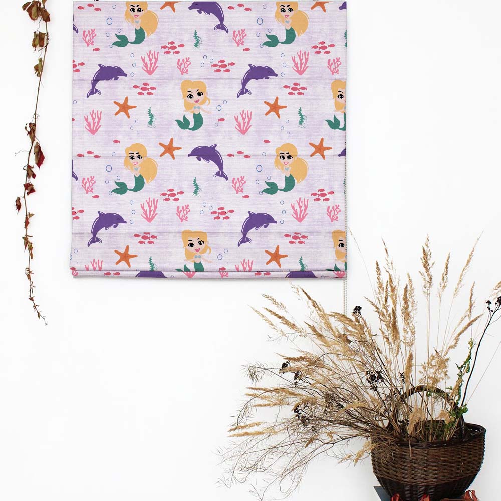 Magical Marine Kids Pastel Purple Satin Roman Blind (DS514E)