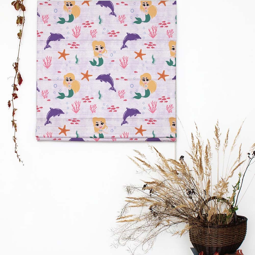 Magical Marine Kids Pastel Purple Satin Roman Blind (DS514E)