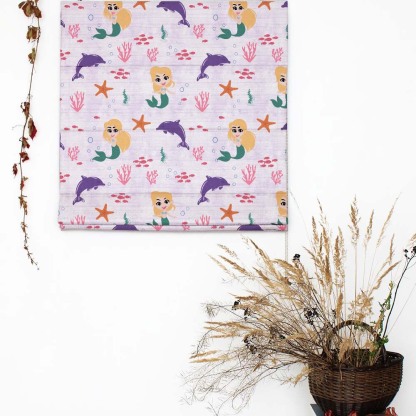 Magical Marine Kids Pastel Purple Satin Roman Blind (DS514E)