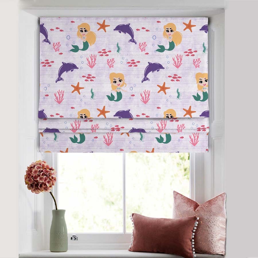 Magical Marine Kids Pastel Purple Satin Roman Blind (DS514E)
