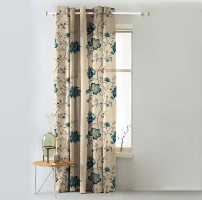 Elegant Floral Print Matt Finish  Room Darkening Curtain Set Of 1pc -  MTDS516D