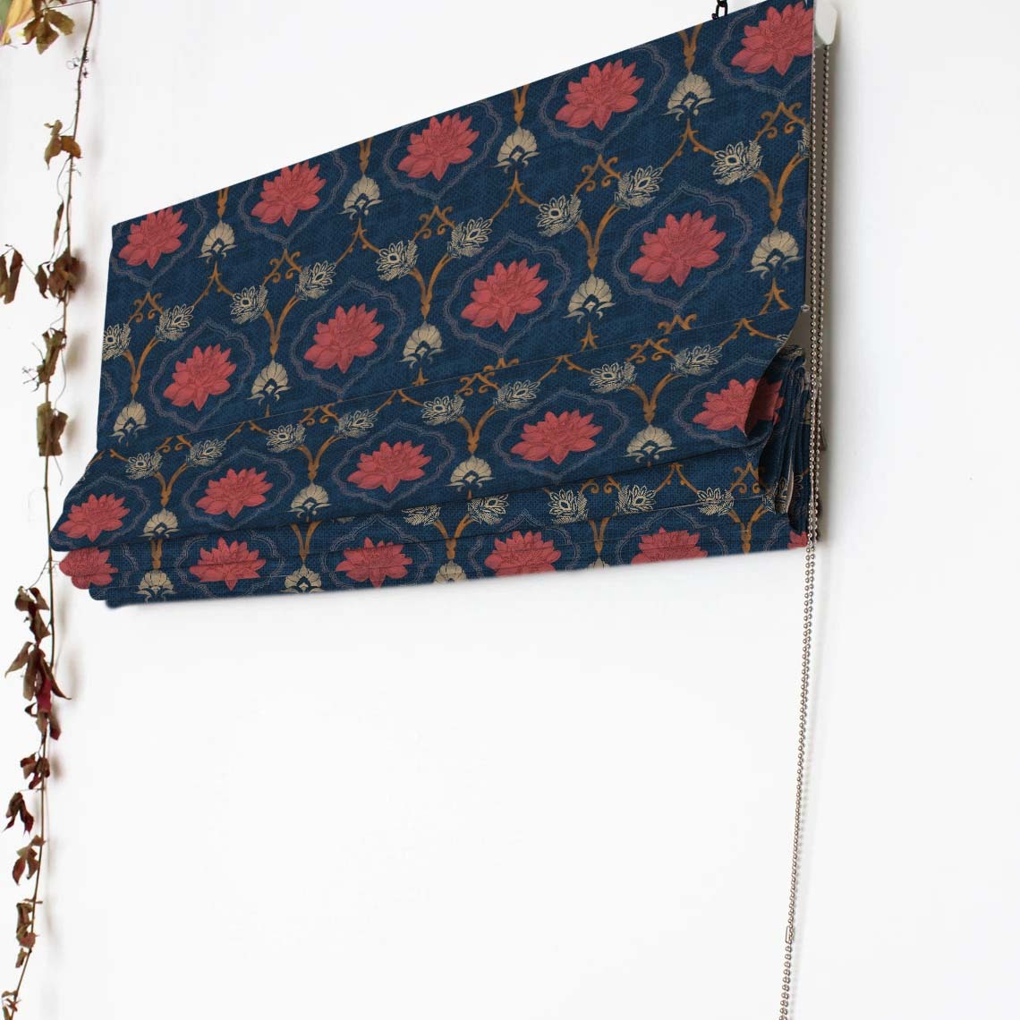 Kamal Indie Prussian Blue Satin Roman Blind (DS517A)