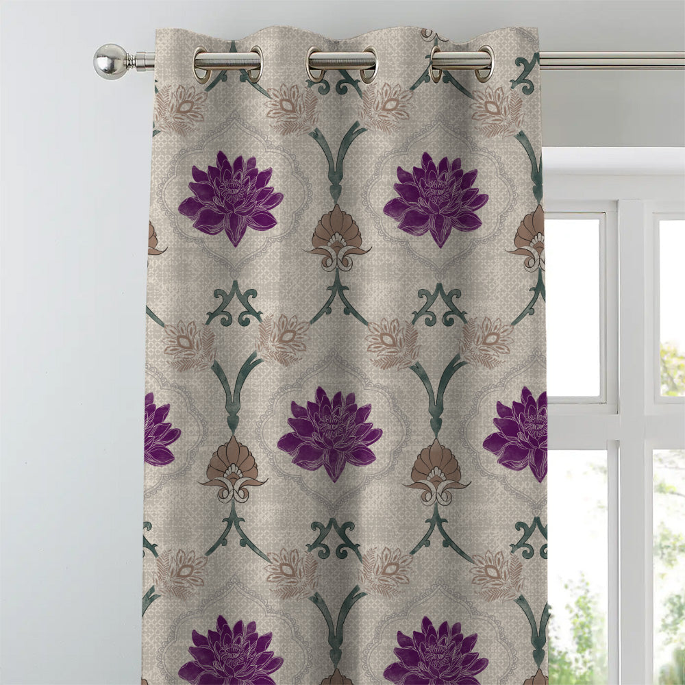 Kamal Indie Offwhite Heavy Satin Blackout curtains Set Of 2 - (DS517B)