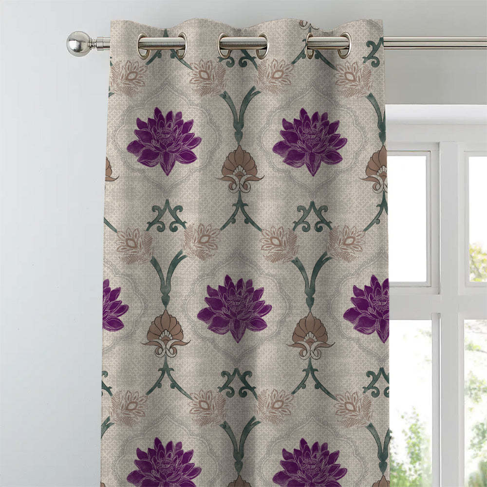 Kamal Indie Offwhite Heavy Satin Blackout curtains Set Of 2 - (DS517B)