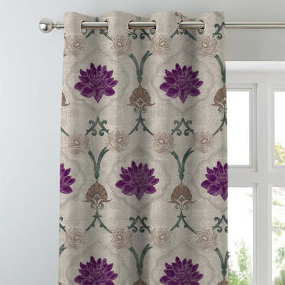 Kamal Indie Offwhite Heavy Satin Blackout curtains Set Of 2 - (DS517B)