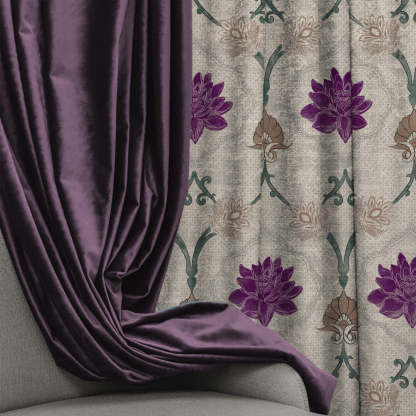 Kamal Indie Offwhite Heavy Satin Blackout curtains Set Of 2 - (DS517B)