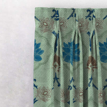 Kamal Indie Teal Heavy Satin Blackout curtains Set Of 2 - (DS517D)