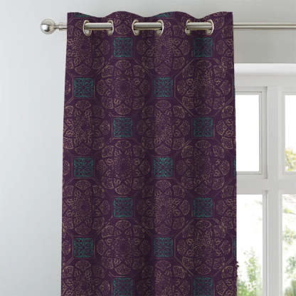 Elegent Indie Print Matt Finish Room Darkening Curtain Set of 2 MTDS518B