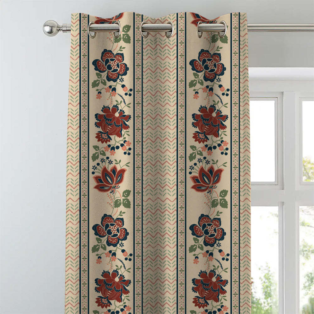 Elegent Indie Print Matt Finish Room Darkening Curtain Set of 2 MTDS519A