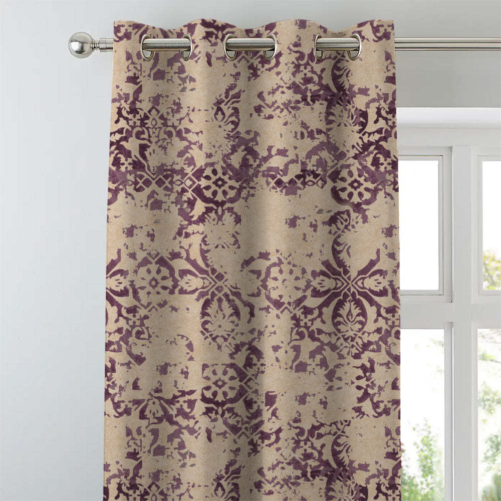 Rustic Radiance Floral & Ombre Print Combination Room Darkening Curtains Set Of 4 Door Curtain - (520BFL5)