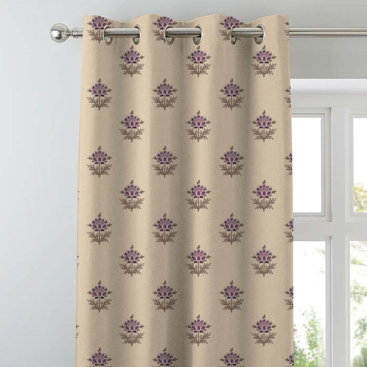 ButtaBliss Indie Plum Purple Heavy Satin Blackout Curtains Set Of 2 - (DS521B)