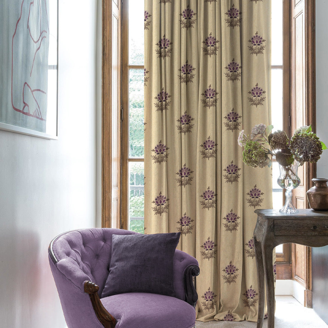 ButtaBliss Indie Plum Purple Heavy Satin Blackout Curtains Set Of 2 - (DS521B)