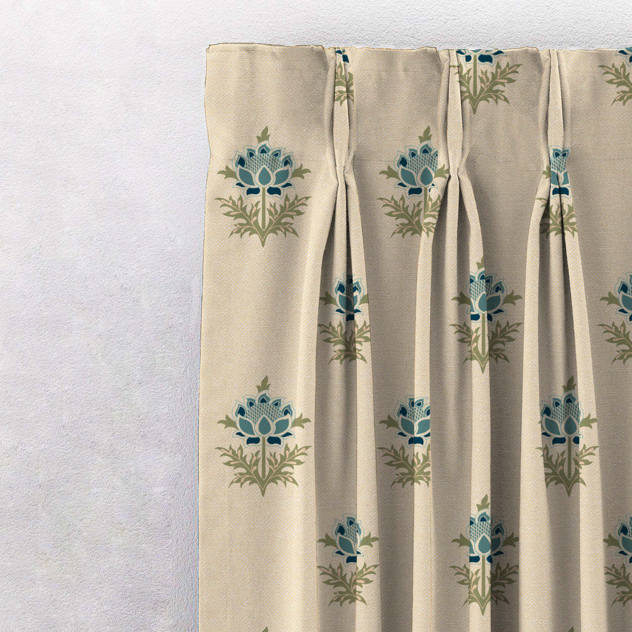 Elegant Floral Print Room Darkening Curtains- Set of 2 - DS521 D