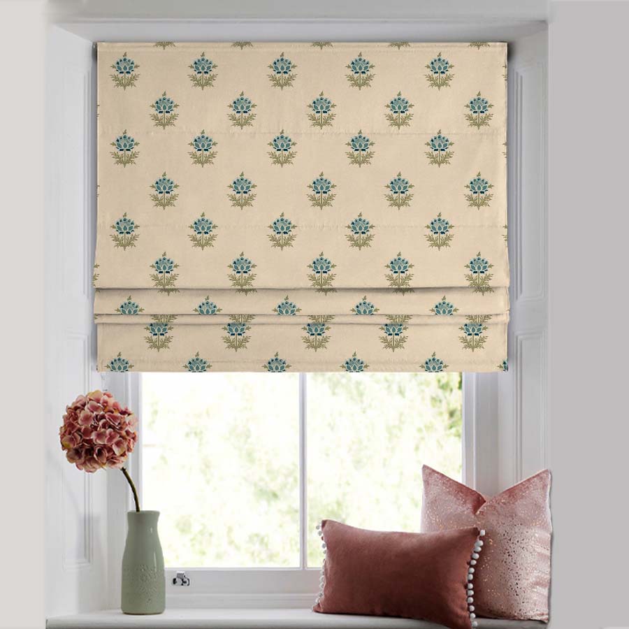 ButtaBliss Indie Teal Blue Satin Roman Blind (DS521D)
