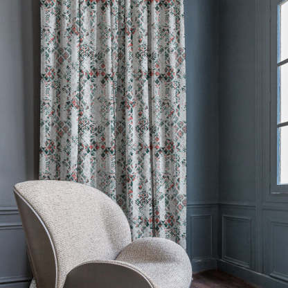 Damask Delight Indie Teal Heavy Satin Blackout Curtains Set Of 1pc - (DS524D)