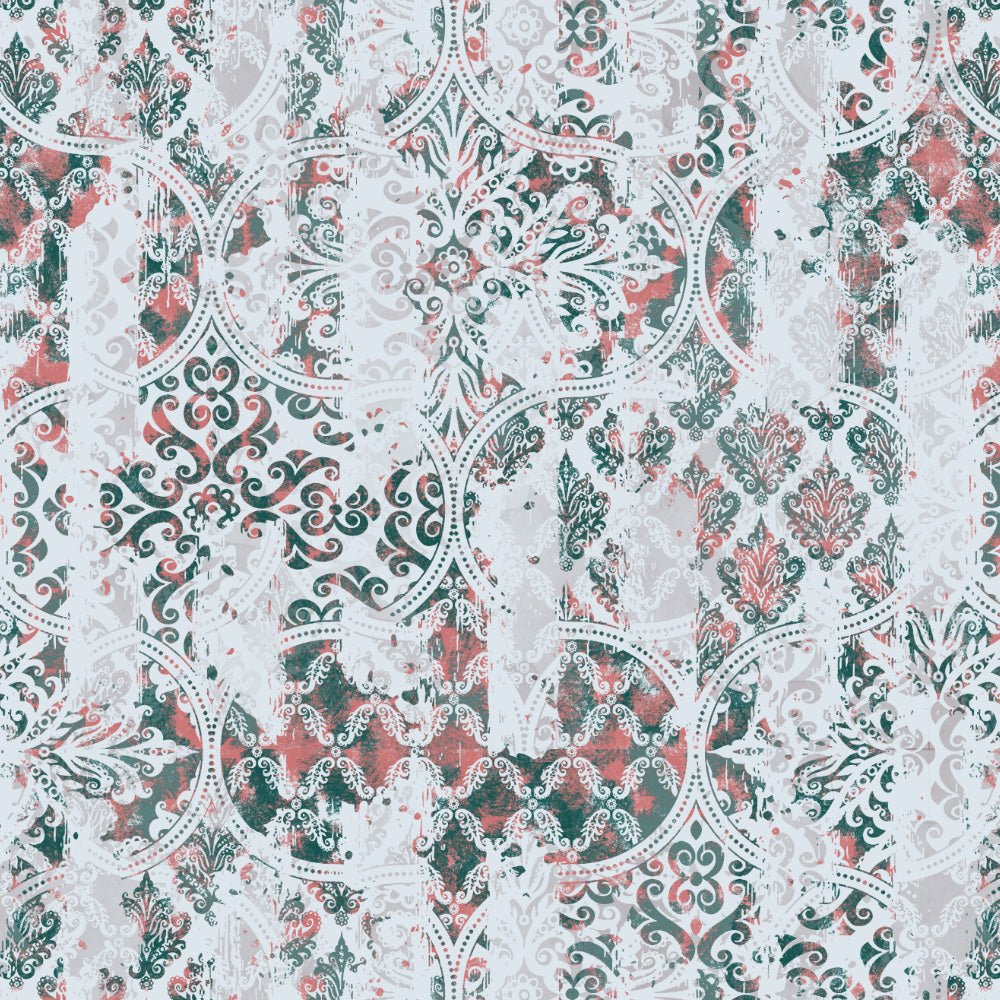 Damask Delight Indie Teal Heavy Satin Blackout Curtains Set Of 1pc - (DS524D)