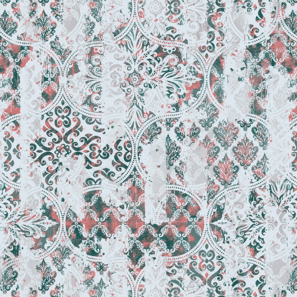 Damask Delight Indie Teal Heavy Satin Blackout Curtains Set Of 1pc - (DS524D)