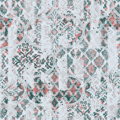 Damask Delight Indie Teal Heavy Satin Blackout Curtains Set Of 1pc - (DS524D)