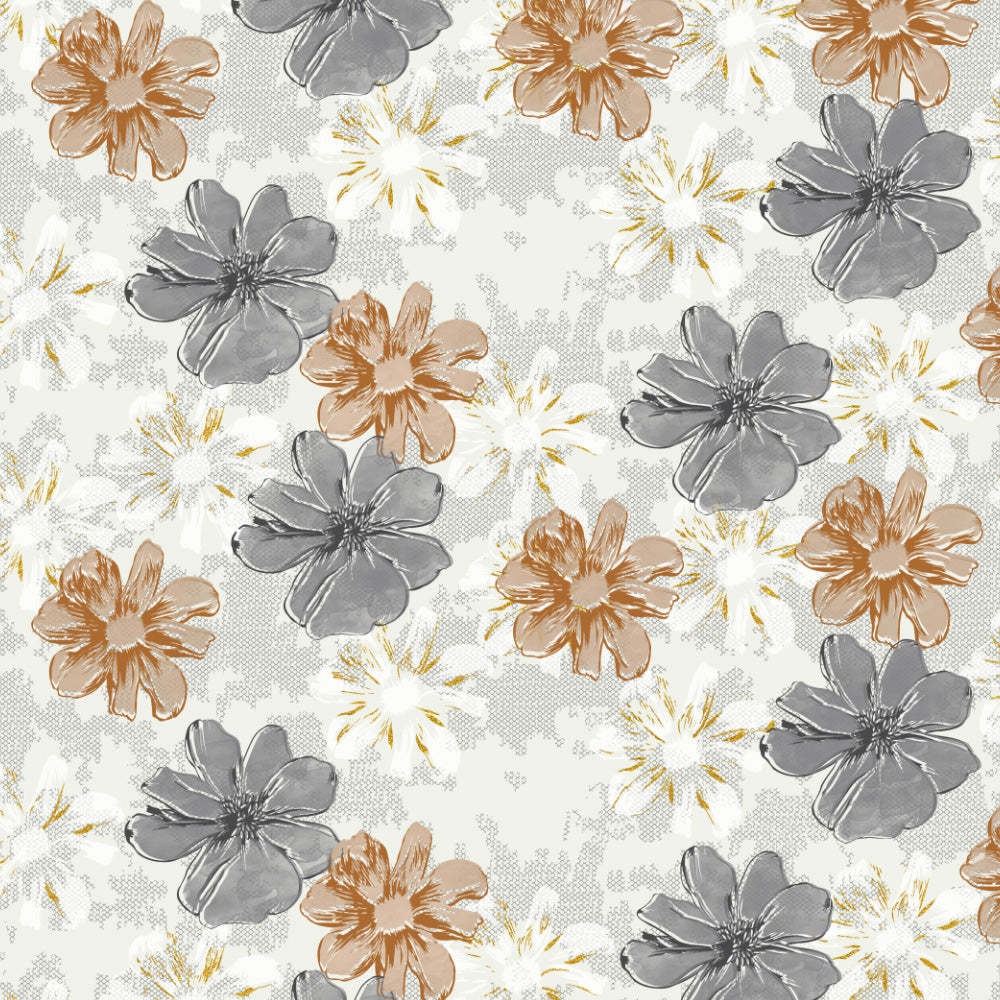 Elegent Floral Print Matt Finish Room Darkening Curtain Set of 2 MTDS526B
