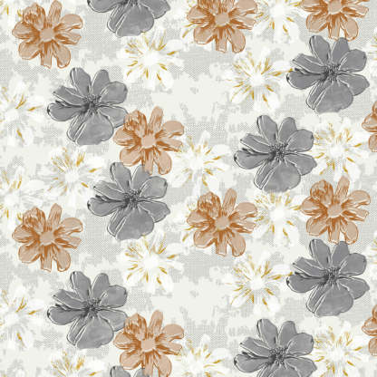 Elegent Floral Print Matt Finish Room Darkening Curtain Set of 2 MTDS526B