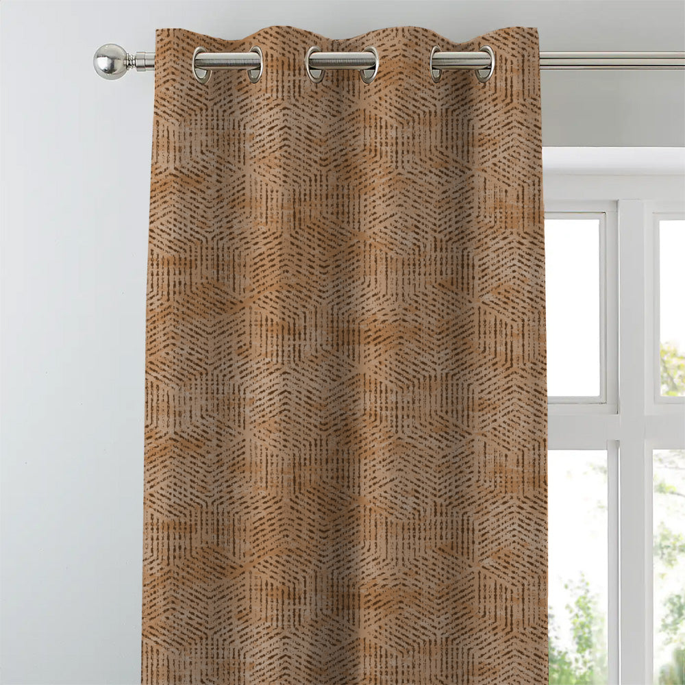Elegent Geometric Print Matt Finish Room Darkening Curtain Set of 2 MTDS527B