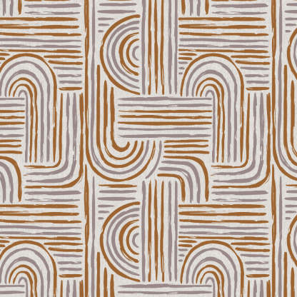 Poetic Curves Geometric Ash Grey Heavy Satin Blackout Curtains Set Of 2 - (DS528B)