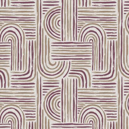 Poetic Curves Geometric Wine Heavy Satin Room Darkening Curtains Set Of 2 - (DS528C)