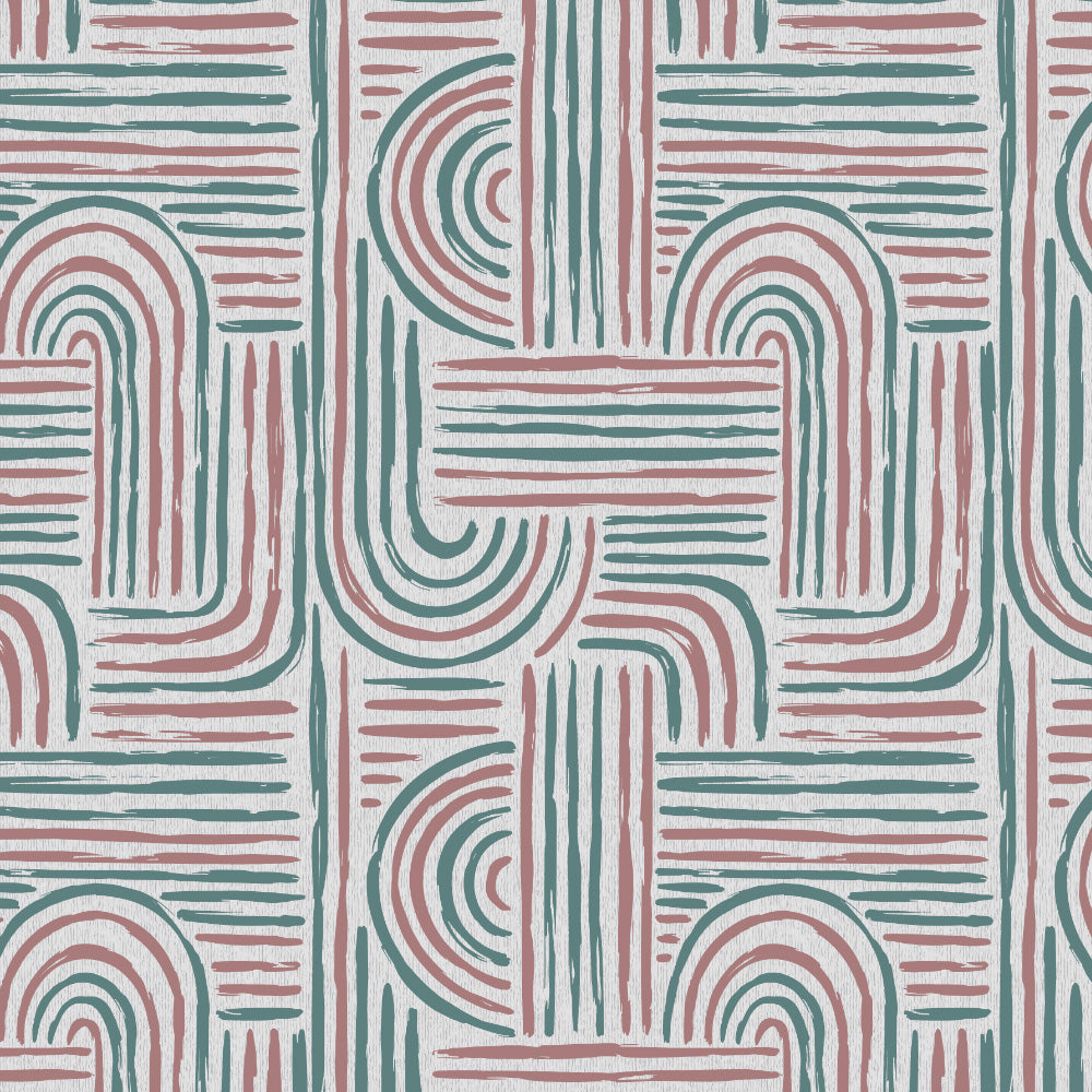 Poetic Curves Geometric Teal Heavy Satin Room Darkening Curtains Set Of 2 - (DS528E)