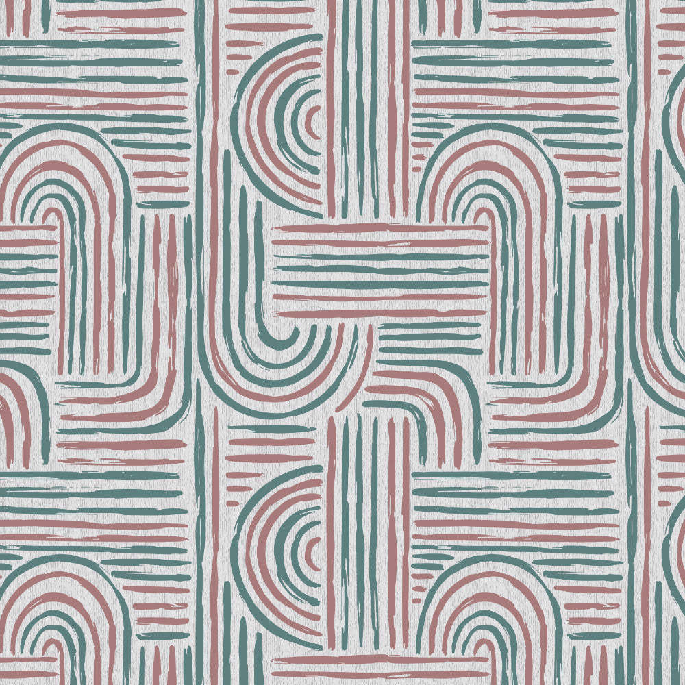Poetic Curves Geometric Teal Heavy Satin Room Darkening Curtains Set Of 2 - (DS528E)