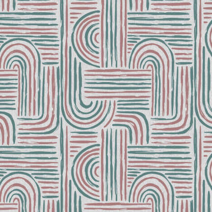 Poetic Curves Geometric Teal Heavy Satin Room Darkening Curtains Set Of 2 - (DS528E)