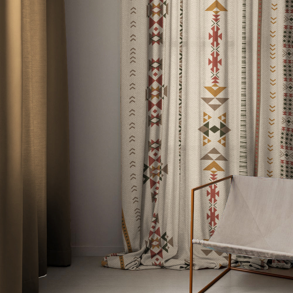 Digital Boho Printed Twill Textured Room Darkening Curtains Set Of 2 - DS529D