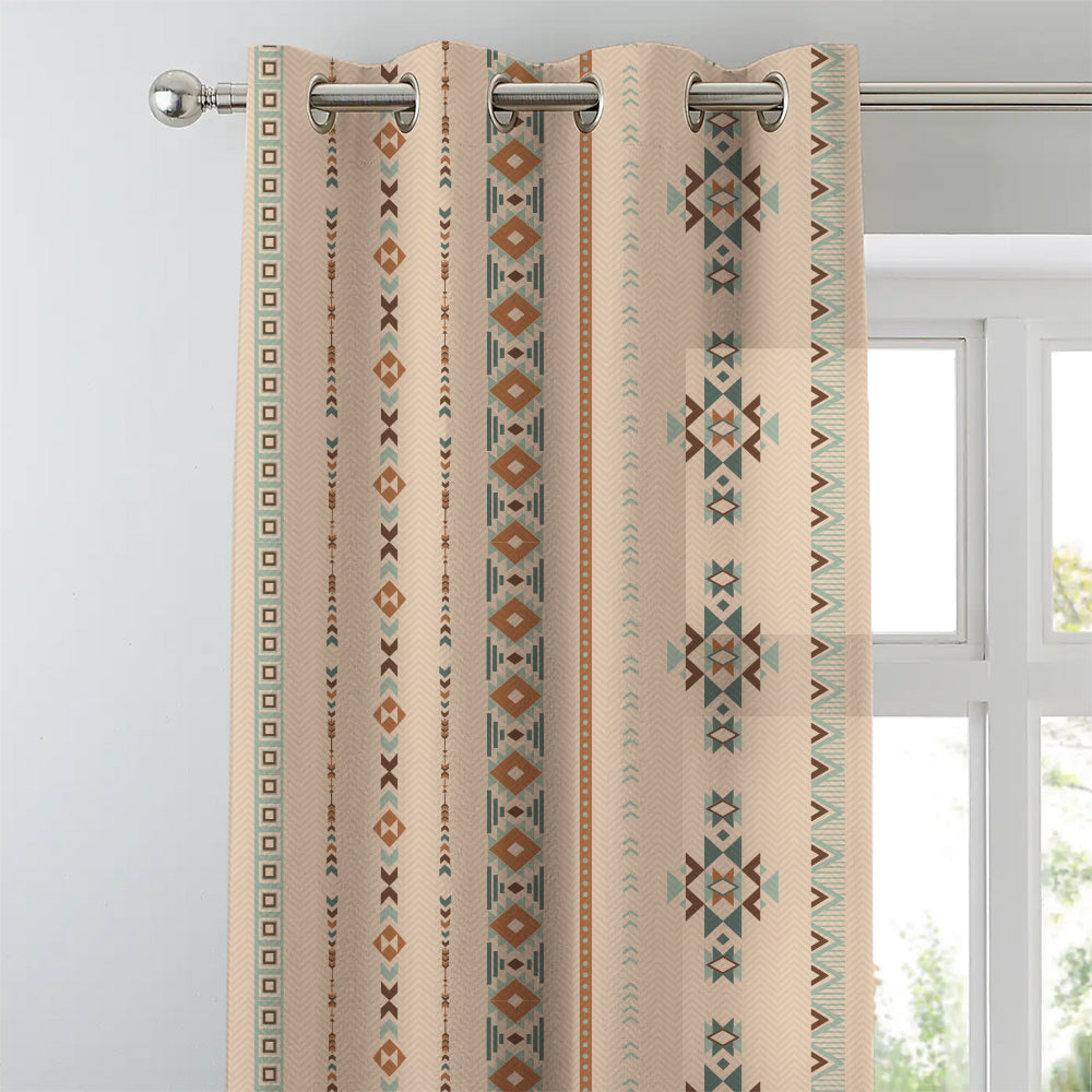 Digital Boho Printed Twill Textured Room Darkening Curtains Set Of 2 - DS529B