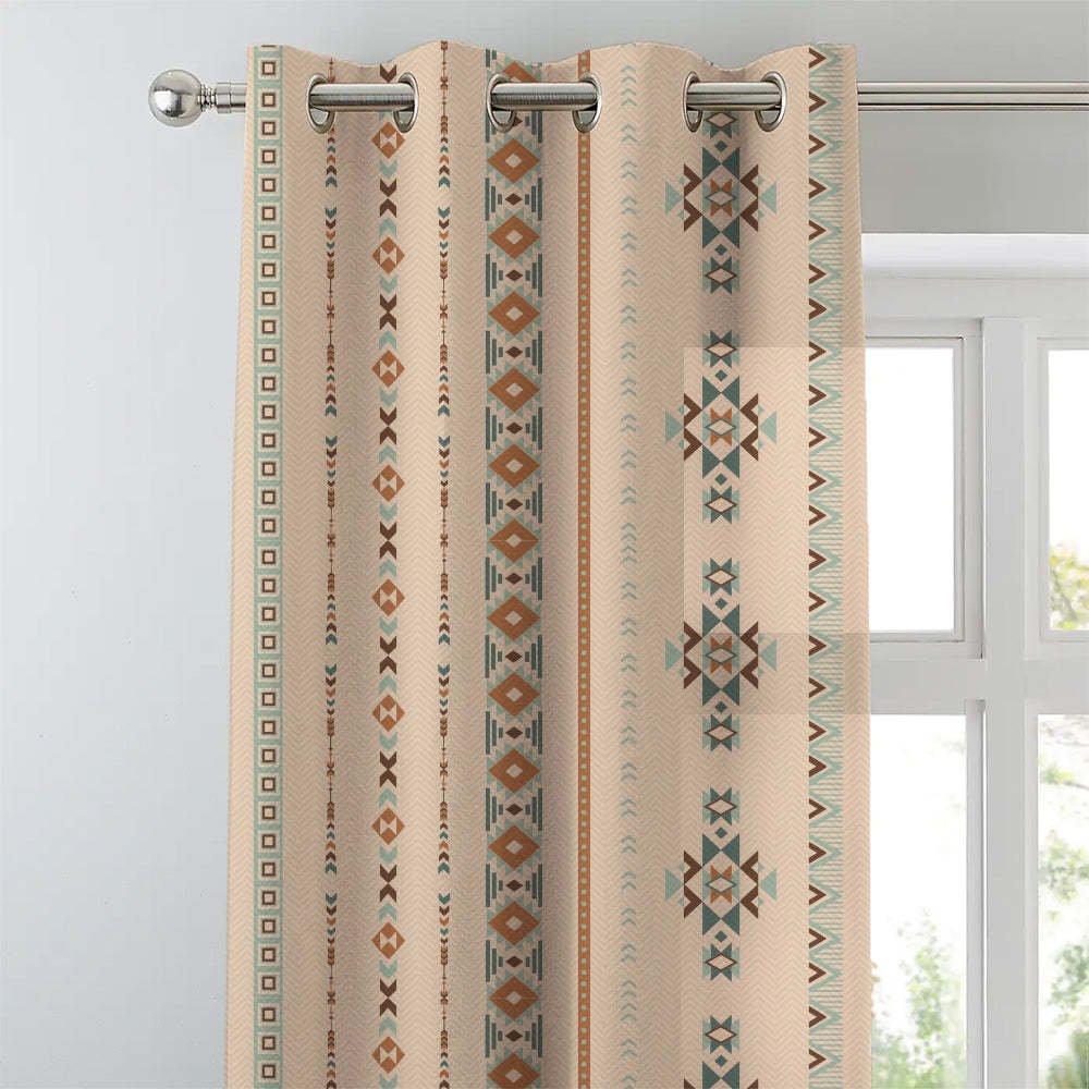 Digital Boho Printed Twill Textured Room Darkening Curtains Set Of 2 - DS529B