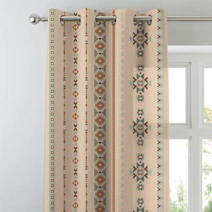 Digital Boho Printed Twill Textured Room Darkening Curtains Set Of 2 - DS529B