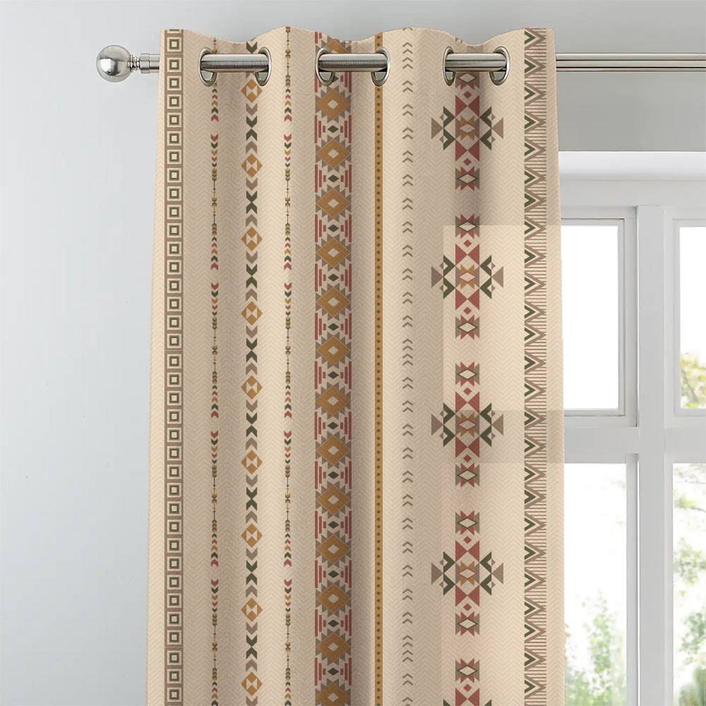 Digital Boho Printed Twill Textured Room Darkening Curtains Set Of 2 - DS529D
