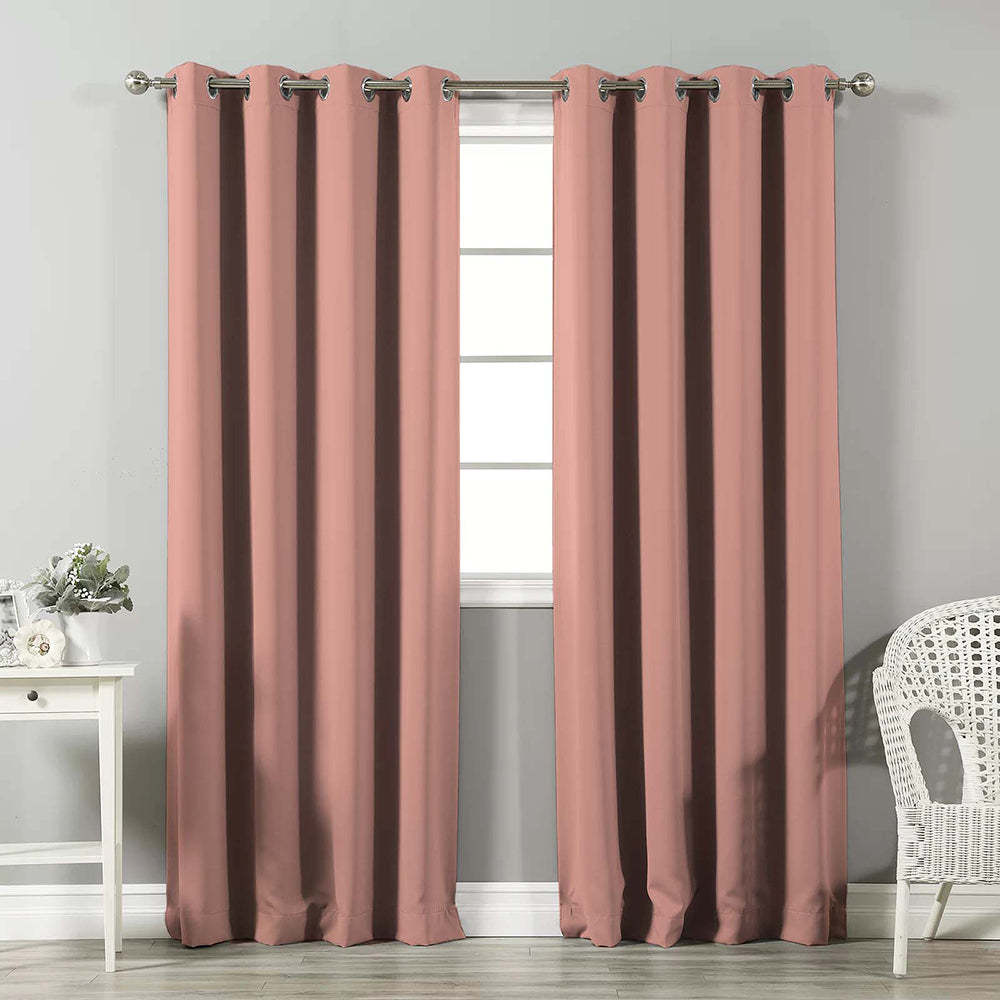 Jacquard Room Darkening Curtains in Pink Pearl Set Of 2 - (P52)