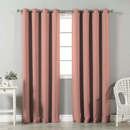 Jacquard Room Darkening Curtains in Pink Pearl Set Of 2 - (P52)
